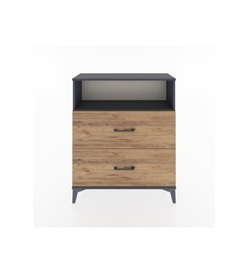 Arges Şifonyer Tek Raflı 2 Çekmeceli 88x30x106 Antrasit-Çam