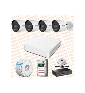 Provzen Hikvision 4 IP 4MP ColorVu Mikrofonlu Güvenlik Kamerası Olay Anında bildirim
