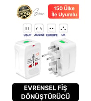 Premium Evrensel Fiş Dönüştürücü Adaptör İnternational Uluslararası Tüm Ülkelerle Uyumlu Seyahat
