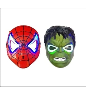 Işıklı Örümcek Adam Kırmızı ve Hulk Avengers Yeşil Çocuk Yüz Maske 20 Cm