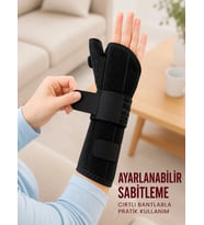 Metal Destekli El Bilekliği Başparmak Destekli Uzun Bilek Ateli Standart Beden