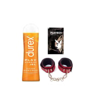 Durex Play Sıcak Dokunuşlar  Uyarıcılı Jel 100 ml + Kırmızı Deri El Kelepçesi + Hediye