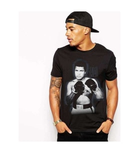 Muhammed Ali Boks Baskılı Siyah Erkek Tshirt