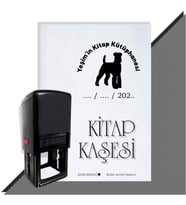 Kişiye Özel Köpek Silüet Tarihli Otomatik Kitap Kaşesi (Siyah)
