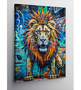 Kanvas Tablo Aslan Kral Graffiti