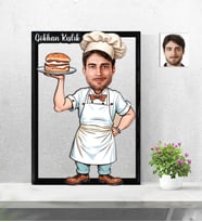 Kişiye Özel 3D  Ahşap Tablo Ahçı Erkek Model 30x40 -13