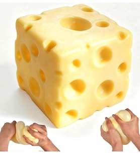 Cheese Squishy Block - Stres Giderme için Büyük Sıkıştırmalı Peynir Oyuncağı, Yetişkinler için Yavaş Yükselen Duyusal Fidget Hediyesi, Büyük Sarı Peynir Yumuşacık (7 CM/2,7 inç)