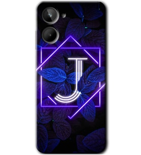 Realme 10 4G Kılıf HD Desen Baskılı Kılıf - Dark Neon Yaprak J Harfi