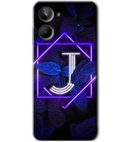 Realme 10 4G Kılıf HD Desen Baskılı Kılıf - Dark Neon Yaprak J Harfi
