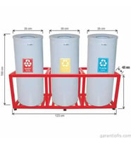 Garanti Metal 1810 Kafesli Boyalı 3 lü Geri Dönüşüm Çöp Kovası