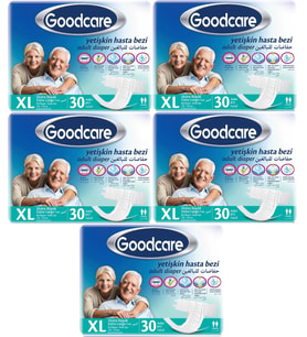 Goodcare Hasta Bezi Yetişkin Bel Bantlı Tekstil Yüzey XL Extra Large- Ekstra Büyük 150 Adet (5PK*30)