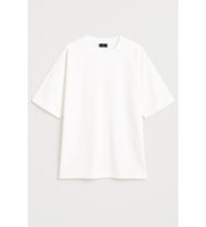 Kadın Bisiklet Yaka Oversize %100 Pamuk T-Shirt (Beyaz)