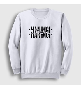 Presmono Unisex Beyaz Hanımcı Katlamalı Gizli Yazılı Sweatshirt 343128tt (Beyaz)