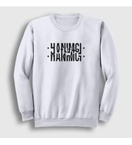 Presmono Unisex Beyaz Hanımcı Katlamalı Gizli Yazılı Sweatshirt 343128tt (Beyaz)