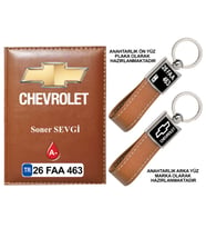 Plakanıza Özel Chevrolet Logolu Taba Ruhsat Kabı ve Anahtarlık