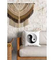 Ying Yang Desenli Çift Yön Dijital Baskılı Dekoratif Kırlent Kılıfı Yastık Kılıfı 39x39cm