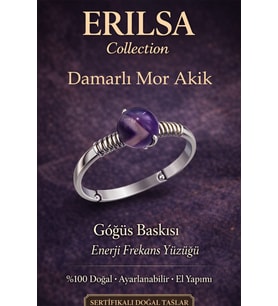 Sertifikalı Göğüs Baskısı Enerji Yüzüğü – Damarlı Mor Akik Ayarlamalı İnce Kasa Yengeç Balık Terazi (Çok Renkli)