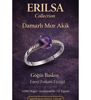 Sertifikalı Göğüs Baskısı Enerji Yüzüğü – Damarlı Mor Akik Ayarlamalı İnce Kasa Yengeç Balık Terazi (Çok Renkli)