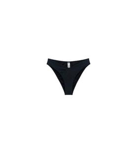 Siyah Dar Kalıp Ön V Kesim Çizgi Şerit Kalın Kenarlı Astarlı Bikini Altı