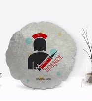 BK Gift Kişiye Özel İsimli Hemşire Tasarımlı Dekoratif Kırlent Yastık-3