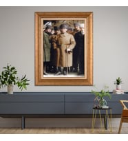 Altın Varaklı Çerçeveli Paspartulu Atatürk Tablo z4579 (Gold)