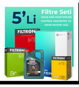 Filtron Volkswagen Touareg 2.5 Dizel Filtre Bakım Seti Castrol Motor Yağlı (2004-2009) 5 Li