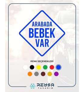 arabada Bebek Var Sticker 17x17 Cm Mavi