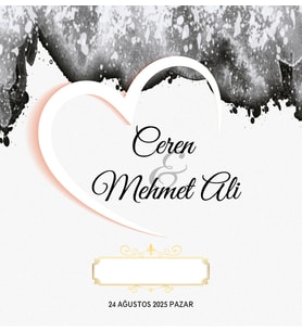 Nikah Nişan Düğün Davetiyesi Kare İkiz İp Bağlamalı 5024