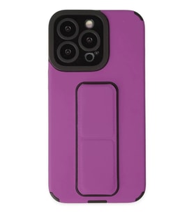 Newface Apple iPhone 13 Pro Kılıf Mega Standlı Silikon - Mor