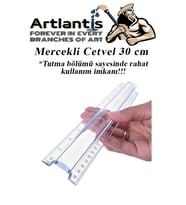 Cetvel Mercekli 30 cm Plastik Şeffaf 1 Adet Okul Sınıf Öğrenci Büyüteçli Tutumu Kolay Cetvel 30 cm