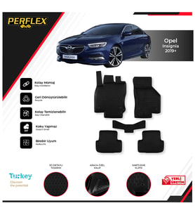 Opel Insıgnıa 2019+ 3D Havuzlu Paspas (Siyah - Beyaz)