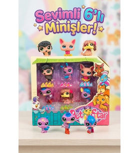 Little Pet Star 6'lı Sevimli Minişler Figür Seti - Eğlenceli Hayvanlar Koleksiyon Paketi Oyuncak