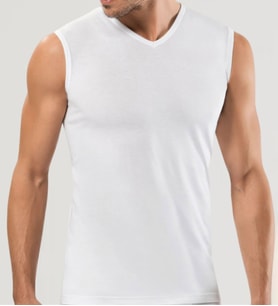 Erkek Sıfır Kol V Yaka Slimfit Likralı Düz Tişört Beyaz (Beyaz)