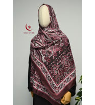 Etnik Desenli Pamuklu Şal – 70x190 cm (Bordo)