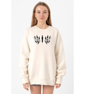 Demon Slayer Anime Upper Moon Demon Eyes Ekru Kadın 2ip Sweatshirt