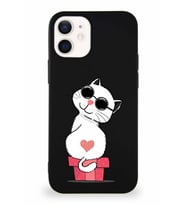 Apple iPhone 12 Soft Premier Kapak Coolcat Tasarımlı Silikon Kılıf - Siyah (Şeffaf)