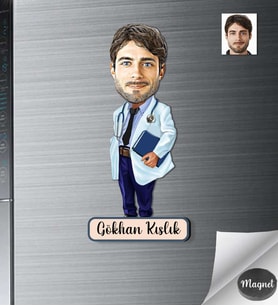 Kişiye Özel Doktor Erkek Ahşap Magnet -10