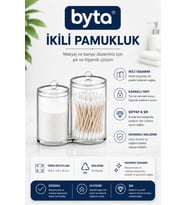 Şeffaf Kristal İkili Pamukluk ve Kulak Çubuğu Organizeri Kapaklı