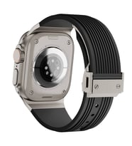 Apple Watch 42mm Kordon Klipsli Spor Görünümlü Silikon Kordon 113 (Siyah)
