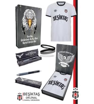 Beşiktaş Orijinal Lisanslı Nostalji Beyaz Forma + Bileklik + Uçlu Kalem Set Hediyelik Ah (Beyaz-İndigo)