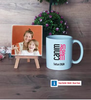Anneye Hediye Fotoğraflı Dekoratif Taş, Kupa Bardak Beyaz Hediye (Model 1)