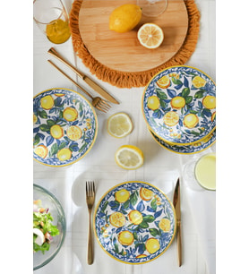 Keramika Lemon Glow Ege Pasta Tabağı 20 Cm 4 Parça 22637 (Çok Renkli)