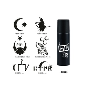 Milli Semboller Spray Tattoo Geçici Dövme Yapma Seti Dark Siyah