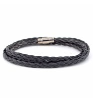 GRİ RENKLİ İKİ SIRA SARMA SAÇ ÖRGÜ DERİ ERKEK BİLEKLİK M008D