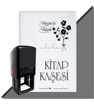 Kişiye Özel Çiçek Buketi 7 Tarihli Otomatik Kitap Kaşesi (Siyah)