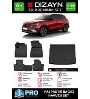S-Dizayn Renault Austral Mild Hybrid 3D Pro Havuzlu Paspas ve Bagaj Havuzu Seti (2'li SET) 2023 Üzeri A+ Kalite
