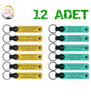 Sarı & Turkuaz, Doğum Günü Partisine Özel İsim Ve Mesaj Yazılabilen Hediye Anahtarlık, 12'li Set