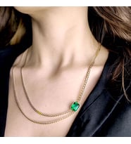 Yeşil Taşlı Fantezi Altın Kolye