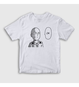 Presmono Unisex Çocuk Beyaz Ok Anime One Punch Man T-Shirt 240663tt