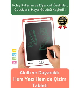 Kolay Kullanım Dayanıklı Lcd Ekranlı Kalemli Dijital Akıllı Çocuk Yazı Boyama Çizim Tableti 8,5 Inç